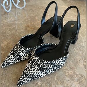 Zara Tweed Slingback Block Heels
